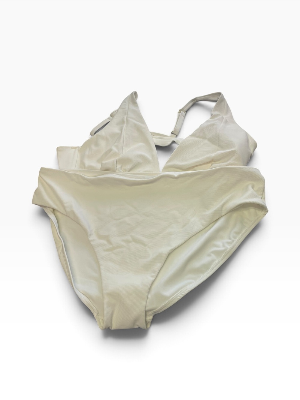 Cream Bandeau Bikini Set with Adjustable Straps size 3x